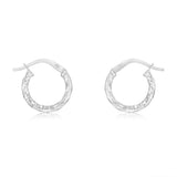 9ct White Gold Silver Filled Fancy Twisted 10mm Hoop Earrings