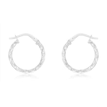 Load image into Gallery viewer, 9ct White  Gold Silver-Filled Fancy Twisted 15mm Hoop Earrings