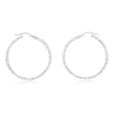 9ct White Gold Silver Filled Fancy Twisted 30mm Hoop Earrings