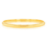 9ct Yellow Gold Silverfilled Fancy Half Round Patterned Bangle