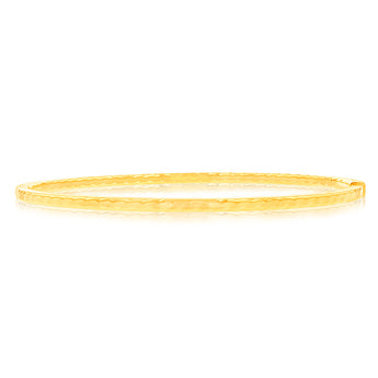 9ct Yellow Gold Silverfilled Fancy Straight Edge Textured Bangle