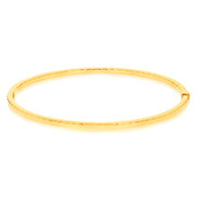Load image into Gallery viewer, 9ct Yellow Gold Silverfilled Fancy Straight Edge Textured Bangle
