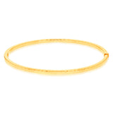 9ct Yellow Gold Silverfilled Fancy Straight Edge Textured Bangle