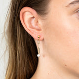 9ct Yellow Gold Silver Filled Pearl Links Drop Earrings