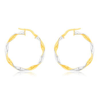 9ct Yellow Gold Silver Filled 25mm Fancy Earrings