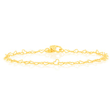 Load image into Gallery viewer, 9ct Yellow Gold Fancy Heart 19cm Bracelet