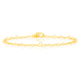 9ct Yellow Gold Silverfilled Fancy Heart 19cm Bracelet