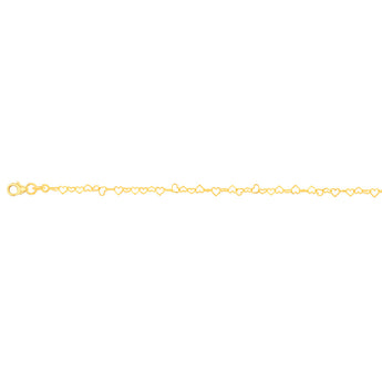 9ct Yellow Gold Silverfilled Fancy Heart 19cm Bracelet