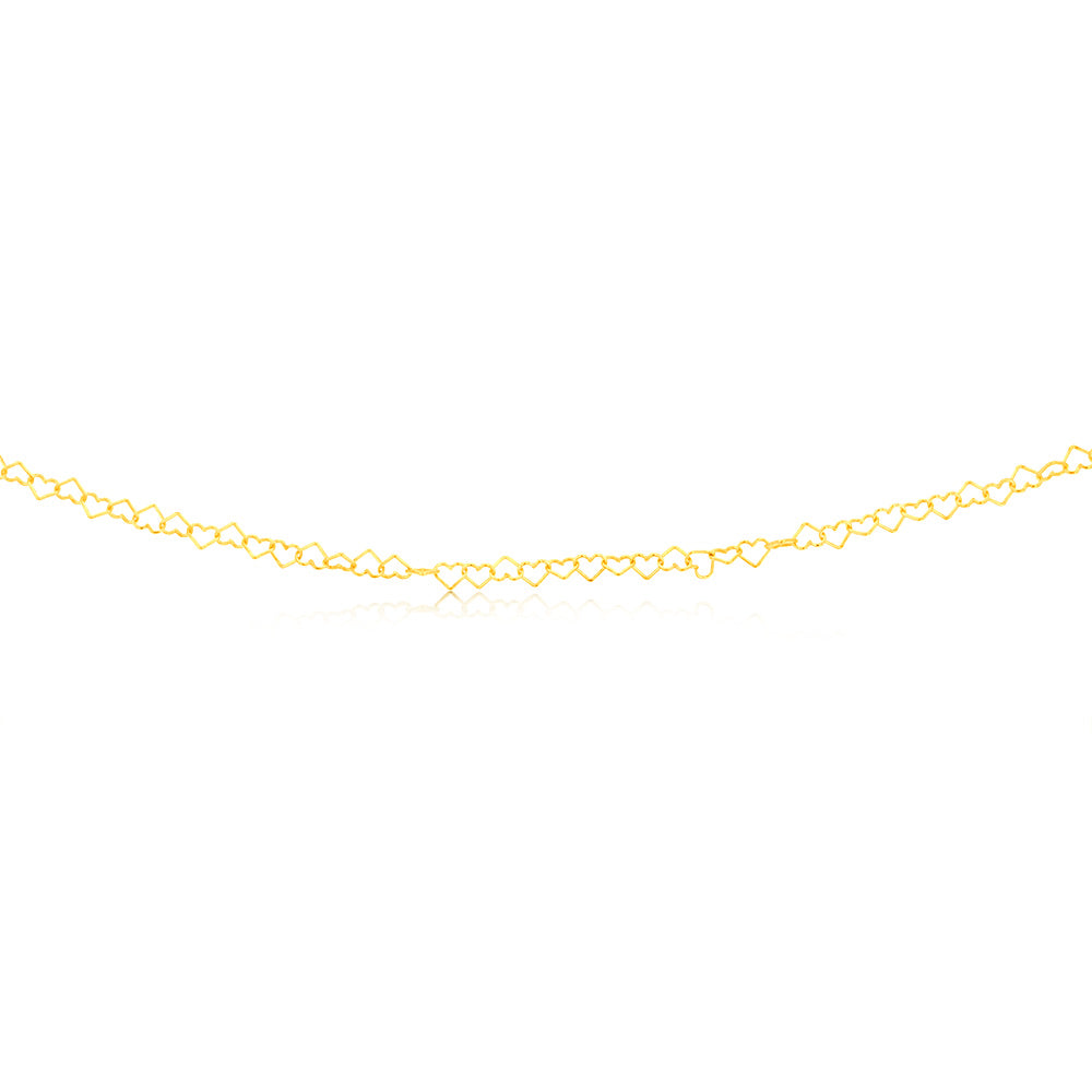 9ct Yellow Gold Fancy Heart 45cm Chain