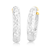 9ct Yellow And White Gold Silver Filled Two Tone Hoop Earrings