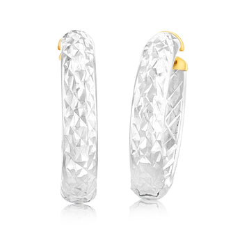 9ct Yellow And White Gold Silver Filled Two Tone Hoop Earrings