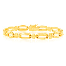 Load image into Gallery viewer, 9ct Yellow Gold Silver-filled Fancy 19cm Bracelet
