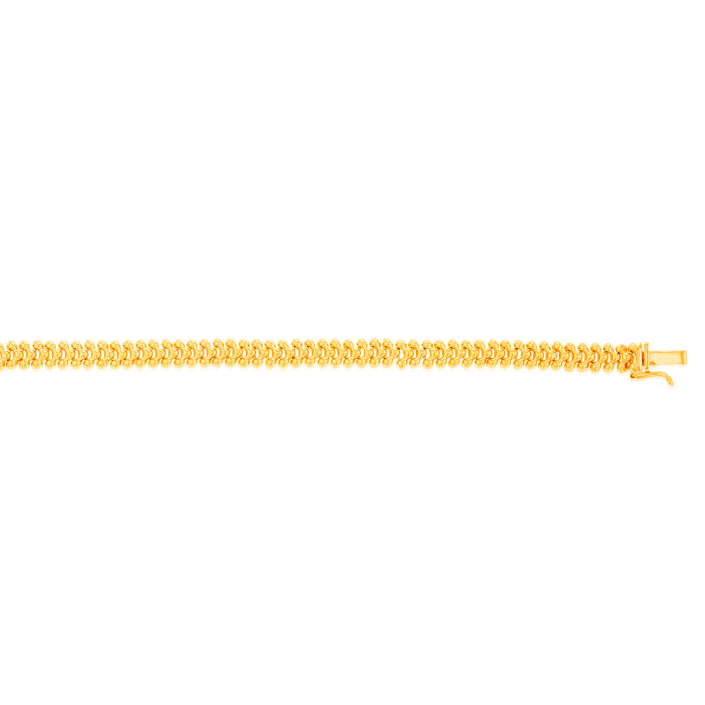 9ct Yellow Gold Silverfilled Fancy 19cm Bracelet