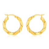 9ct Yellow Gold Silver Filled Chunky Twisted Hoop Earrings
