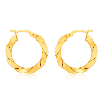9ct Yellow Gold Silver Filled Chunky Twisted Hoop Earrings