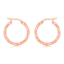 Load image into Gallery viewer, 9ct Rose Gold Silverfilled Double Side Diamond Cut Hoop Earrings