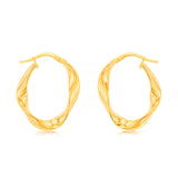9ct Yellow Gold Silver Filled Fancy Oval Hoop Earrings