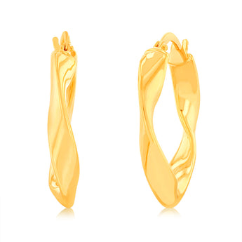 9ct Yellow Gold Silver Filled Fancy Oval Hoop Earrings
