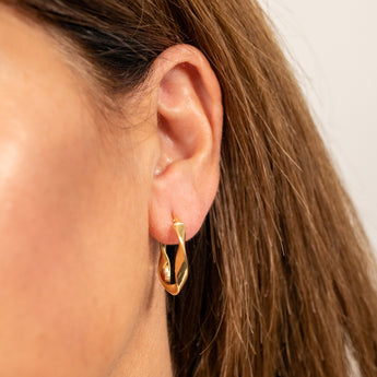 9ct Yellow Gold Silver Filled Fancy Oval Hoop Earrings