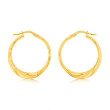 Load image into Gallery viewer, 9ct Yellow Gold Silverfilled Fancy 20mm Hoop Earrings
