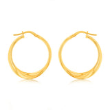 9ct Yellow Gold Silver Filled Fancy 20mm Hoop Earrings