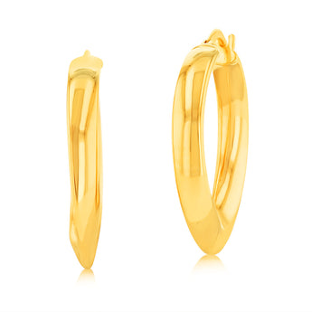 9ct Yellow Gold Silver Filled Fancy 20mm Hoop Earrings