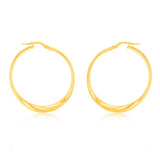 9ct Yellow Gold Silver Filled Fancy 30mm Hoop Earrings