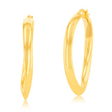 9ct Yellow Gold Silver Filled Fancy 30mm Hoop Earrings