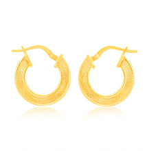 Load image into Gallery viewer, 9ct Yellow Gold Silverfilled Fancy 10mm Hoop Earrings