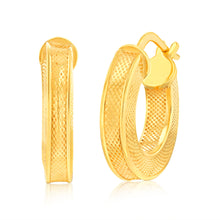 Load image into Gallery viewer, 9ct Yellow Gold Silverfilled Fancy 10mm Hoop Earrings