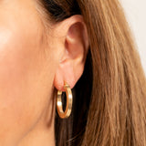 9ct Yellow Gold Silver Filled Patterned Square Tube 20mm Hoop Earrings