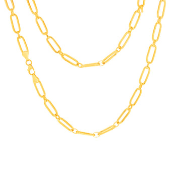 9ct Yellow Gold Silver Filled Fancy Elongated Link Belcher 45cm Chain