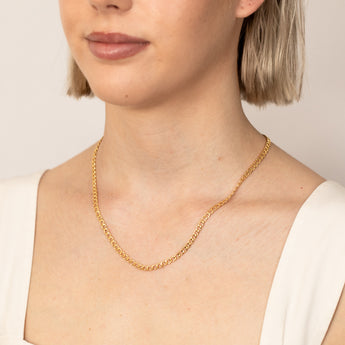 9ct Yellow Gold Silver Filled Textured Curb 95 Gauge 45cm Chain