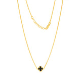 9ct Yellow Gold Silver Filled Black Flower 45cm Chain