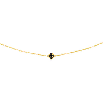 9ct Yellow Gold Silver Filled Black Flower 45cm Chain