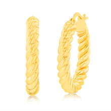 Load image into Gallery viewer, 9ct Yellow Gold Silverfilled Chunky Twisted Hoop Earrings