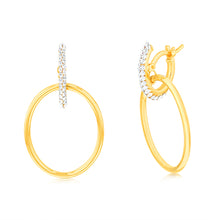 Load image into Gallery viewer, 9ct Yellow Gold Silverfilled Crystal Circle Drop Earrings