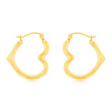 9ct Yellow Gold Silverfilled Superlight Heart Hoop Earrings