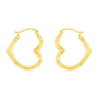 9ct Yellow Gold Silverfilled Superlight Heart Hoop Earrings