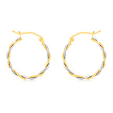 9ct Two Toned Silverfilled Twisted Hoop Earrings