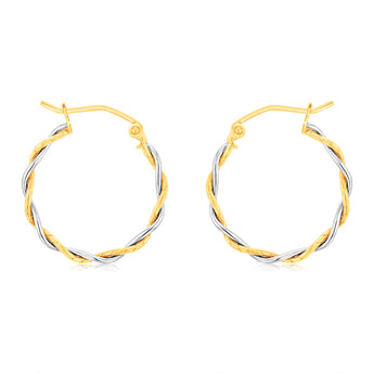9ct Two Toned Silverfilled Twisted Hoop Earrings