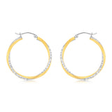 9ct Yellow Gold Silverfilled Diamond Cut Fancy Hoop Earrings