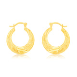 9ct Yellow Gold Silverfilled Engraved Fancy Earrings