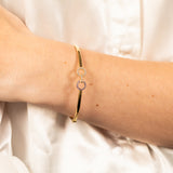 9ct Yellow Gold Silverfilled Twin Circle Fancy Bangle