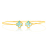 9ct Yellow Gold Silverfilled Blue Clover Fancy Open Bangle