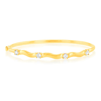 9ct Yellow Gold Silverfilled Fancy Zirconia Bangle