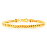9ct Yellow Gold Silverfilled Square Snake 21cm Bracelet