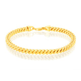 9ct Two Tone Gold Silverfilled Diamond Cut Square Snake 21cm Bracelet