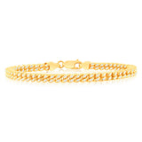9ct Two Tone Gold Silverfilled Diamond Cut Square Snake 21cm Bracelet