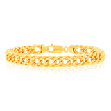 9ct Yellow Gold Silverfilled Double Curb 21cm Bracelet